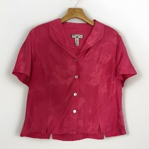 Woman's Pink Caribbean Joe Size XL Silk Blend Floral Top 90s VTG Style  Beach.